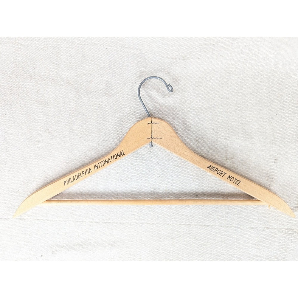 Philadelphia International Airport Motel Wooden Clothes Hanger Vintage Hotel ...